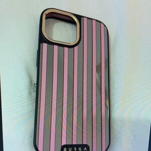 Apple Pink and Black Striped Phone Case